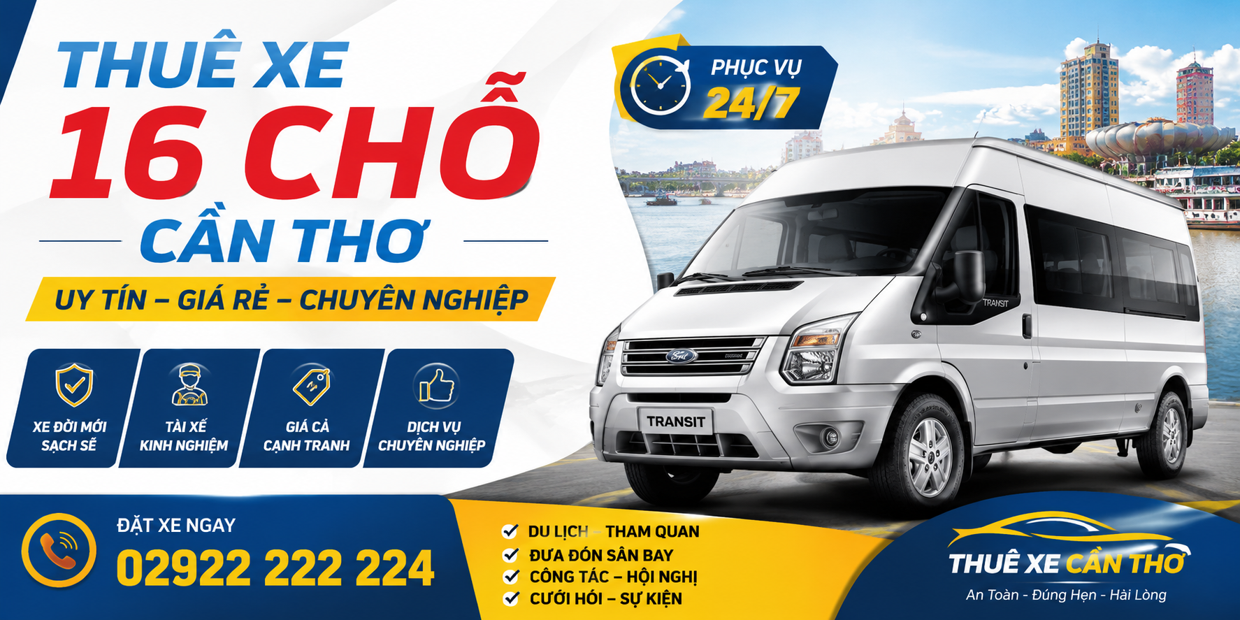 Thuê Xe 16 Chỗ Cần Thơ Chuyên Nghiệp, Giá Tốt Nhất thuê xe 16 chỗ cần thơ